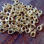 Gold clasp 12mm shiny, pack of 25, new