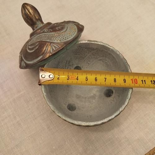 Handmade decorative glass bowl with metallic finish like new