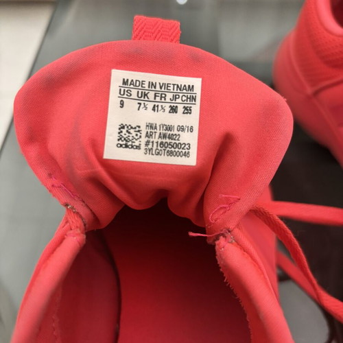 Adidas athletic shoes used, bright red-orange, size 41.5
