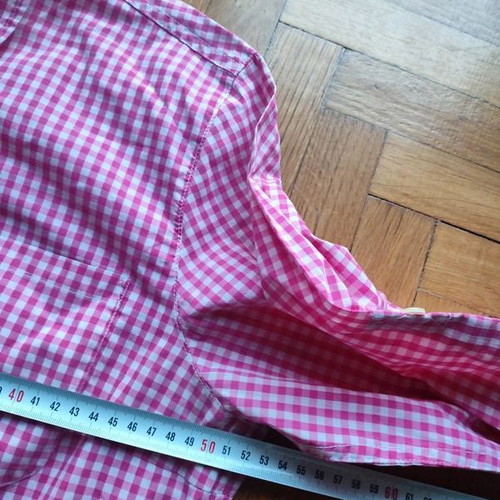 Schoeffel women's pink-white checkered shirt like new, size L/XL