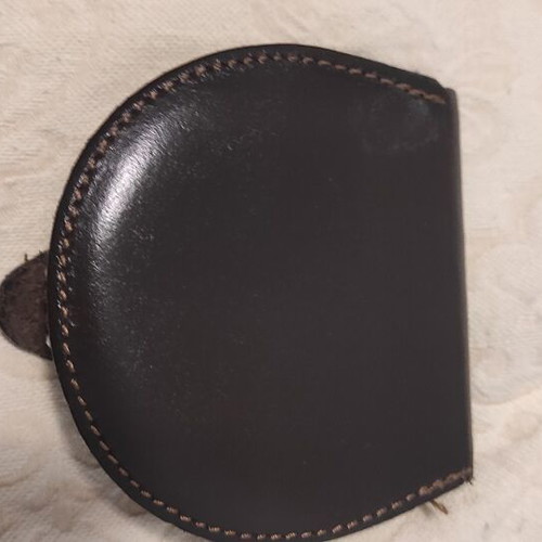Coin purse used, dark brown leather