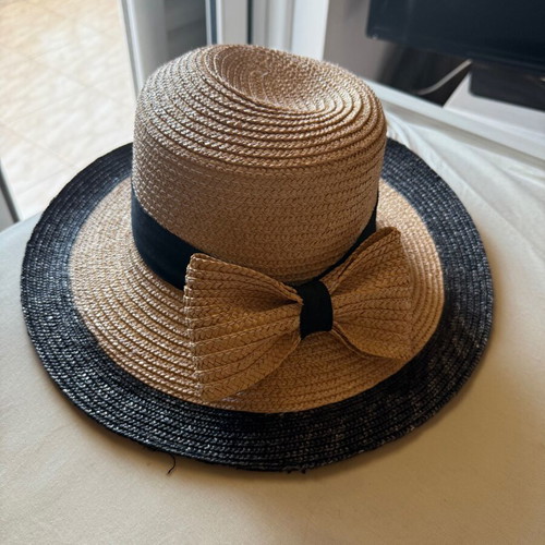 Straw hat beige and black new