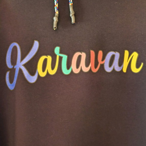 Karavan Dario Black dress with hood and multicolor logo