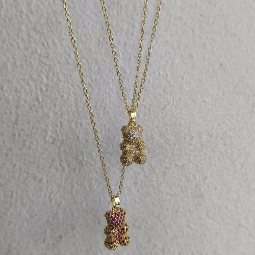 Teddy bear necklace gold color like new, sold together