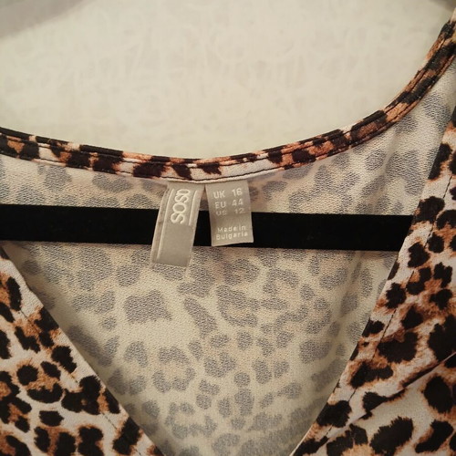 Maxi leopard dress with V-neck and slit, like new, ASOS