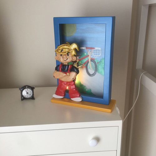 Dennis the Menace table lamp new, handmade wood carving