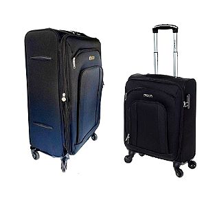 Diplomat σετ (2) βαλίτσες ZC444 με 4 ρόδες (Μεγάλη+καμπίνας) μαύρη