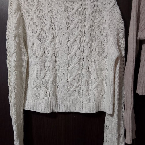 Knitted sweaters used, set of two, white and pink, size S