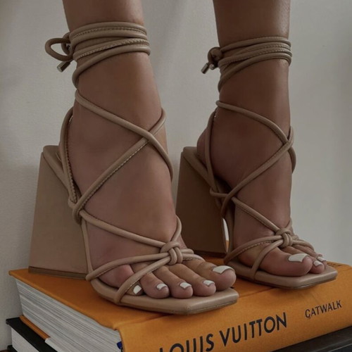 Nasty Gal women's formal sandals eco leather new, beige, size 36
