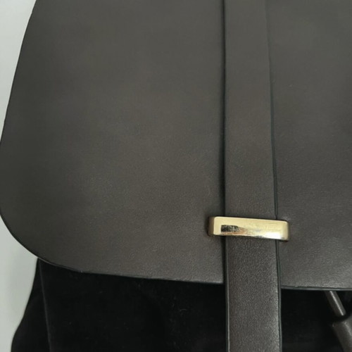 Women's backpack dark brown with velvet suede texture