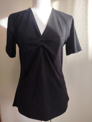 Black Cotton Blouse new, elastic with chest gathers, size M