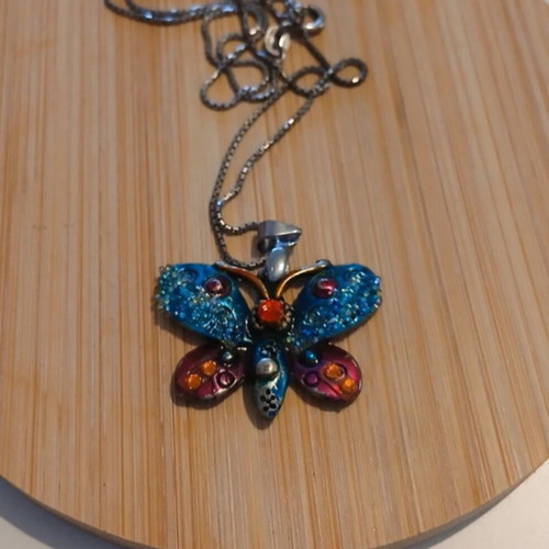 Necklace with colorful butterfly like new