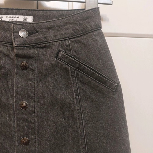 Jean skirt with buttons gray Pull&Bear like new, size S