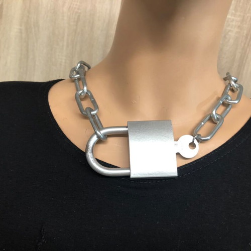 Lock Choker Necklace gothic alternative unisex with key accessory, new