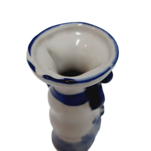 Holland Delft Blue vintage porcelain candlestick used, 1970s, 10 cm