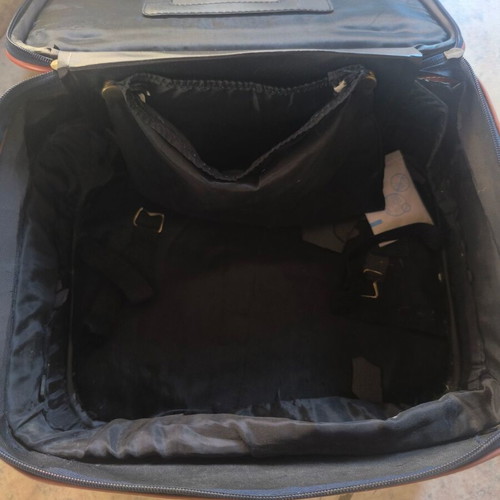 Cosmetic bag like new, blue and brown