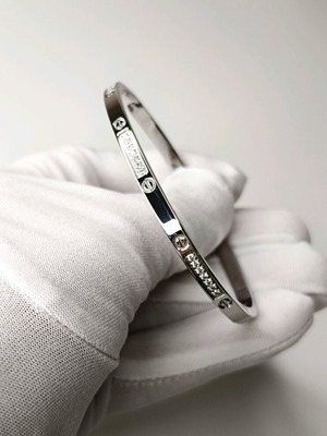 Bangle Bracelet Stainless Steel with Crystals, New
