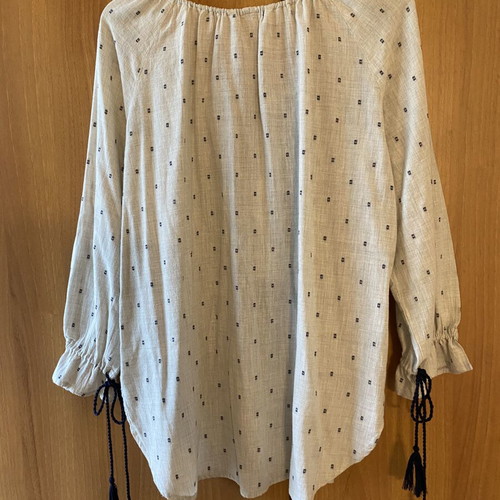 Zara embroidered shirt with puff sleeves, new, size L