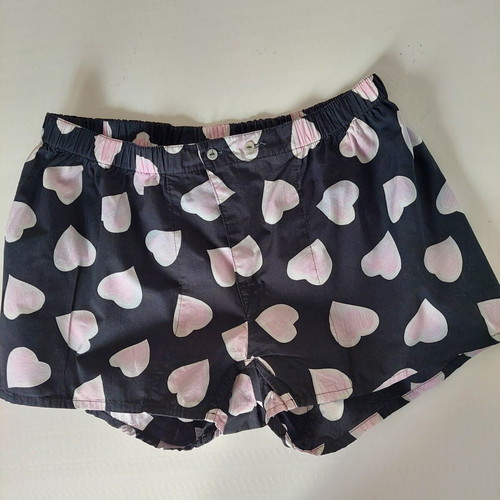 Moschino cotton pajama shorts dark blue with pink hearts, like new, size S