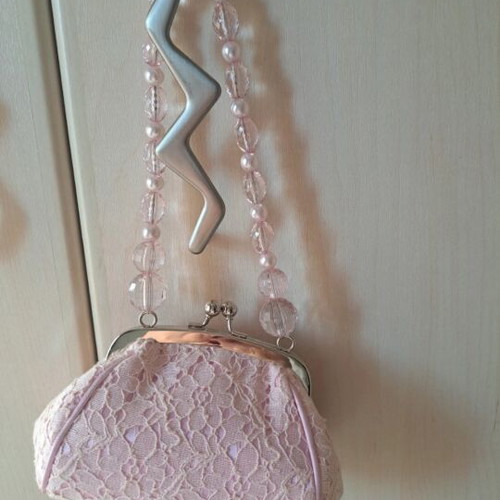 Fullah Sugah pink handbag new, lace with sequins and crystal handle