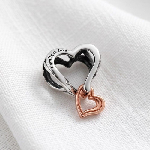 Pandora Two-tone Openwork Infinity Heart Charm new, silver and rose gold