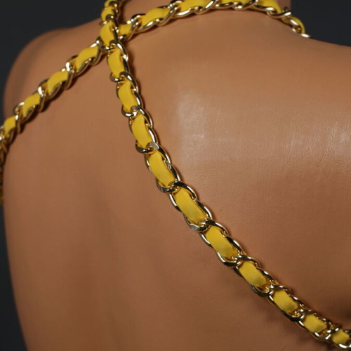 Yellow one-piece swimsuit new with Amazon style chains