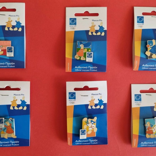 Pins Athens 2004 Mascot Sports new, set of 35 pieces