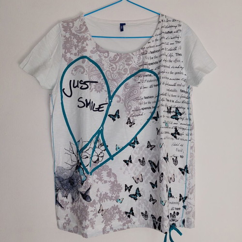 Cecil women's t-shirt new, size Large, white and turquoise
