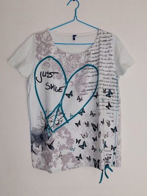 Cecil women's t-shirt new, size Large, white and turquoise