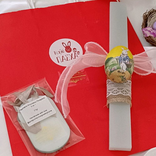 Handmade Easter Set with Aromatic Veraman Candle 25cm and Wardrobe Tablet