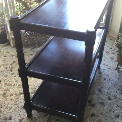 Vintage television stand used, solid walnut, 1970s