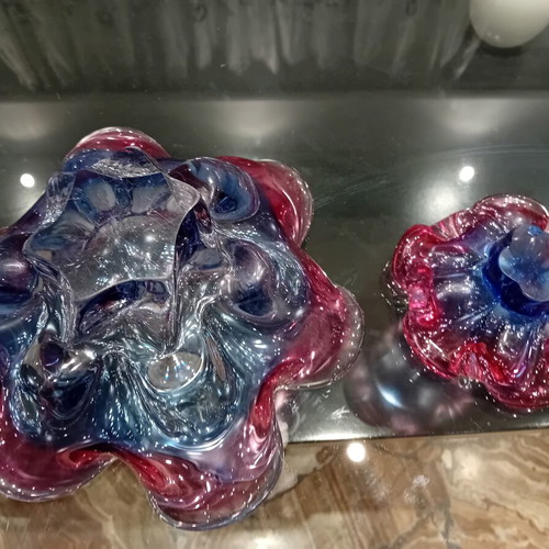 Chřibská Sklárna decorative bowls set, like new, 1960-1970