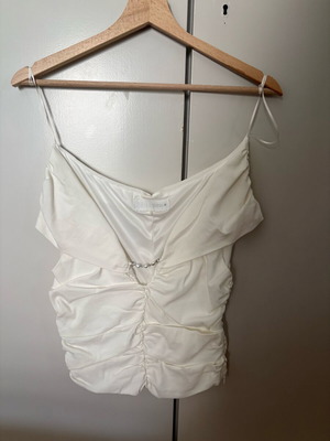 Zara ruffled off shoulder top with pearls size XS new