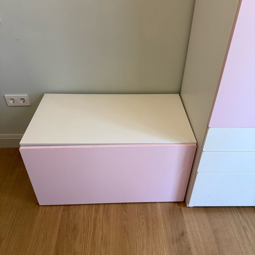 IKEA SMÅSTAD toy storage bench like new, pink and white