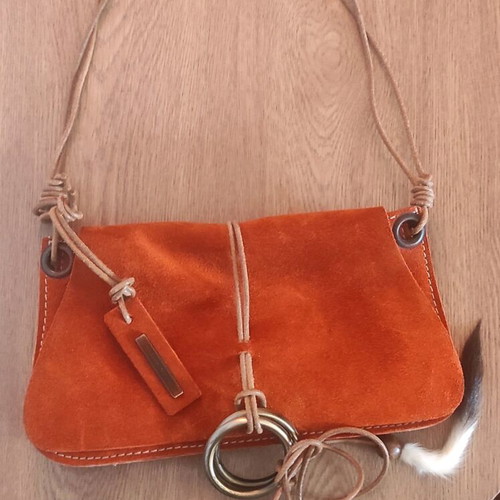 Dolce & Gabbana suede handbag like new, red orange