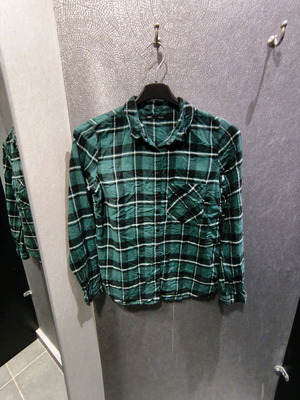 Sinsay women's green plaid shirt with gold embroidery like new