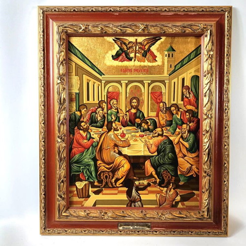Last Supper Icon on Wood like new, Michael Damaskinos 16th Century