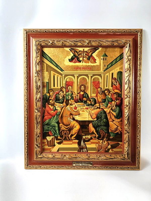 Last Supper Icon on Wood like new, Michael Damaskinos 16th Century