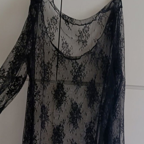 Blouse with Long Sleeves Floral Pattern Like New, Black, Size S