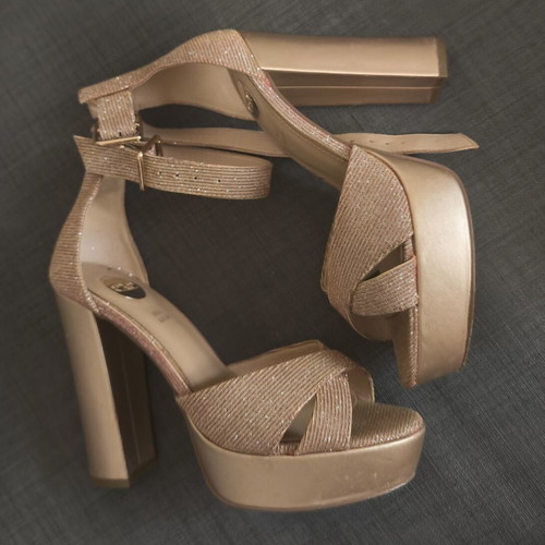 Exe rose gold shimmery heels like new, 13cm heel, size 38