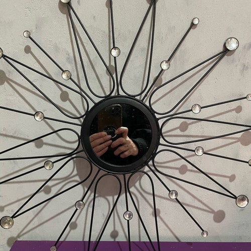 Decorative wall art used, black metal star frame with mirror
