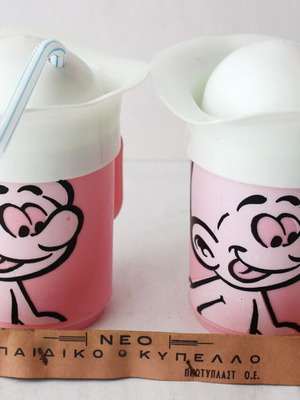 Vintage 80's Smurfs Plastic Shaker Cups With Straw New, Set of 2