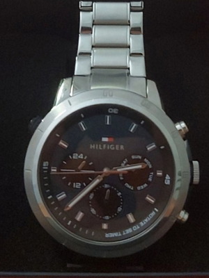 Tommy Hilfiger Troy men's watch 46mm chronograph used, silver metal bracelet