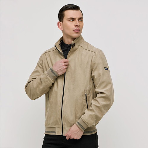 Sogo men's classic fit suede beige jacket new