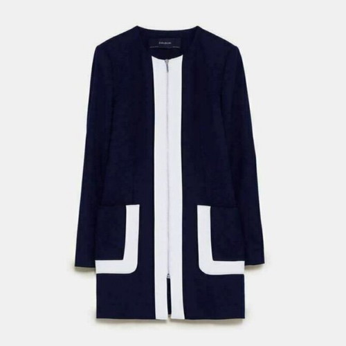 Zara women's blue navy jacket with zipper like new, size S