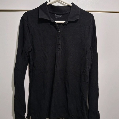 Benetton women's polo shirt black with white details, like new