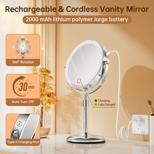 Gospire Lighted Makeup Mirror with 3-Color Lights and 10X Magnification New