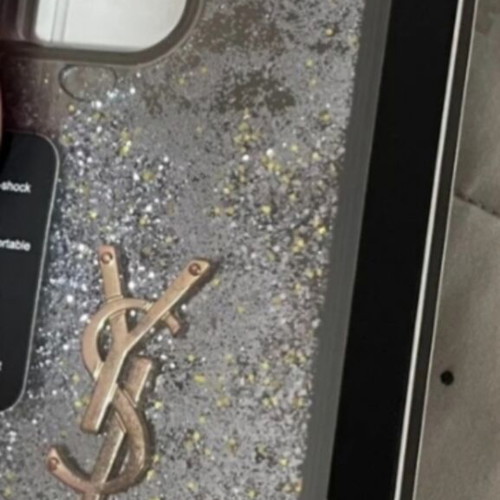 iPhone 12pro case with glitter and logo, new