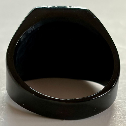 Black Crystal Signet Ring brand new, palm leaf design, 316L stainless steel