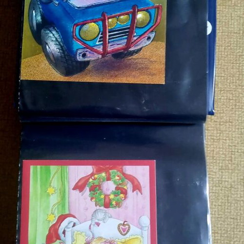Children's cards like new, collection of 80 with leather-bound album